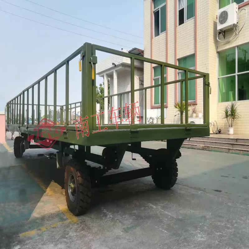 5吨护栏乐动登陆入口 全挂底盘拖车 军绿色